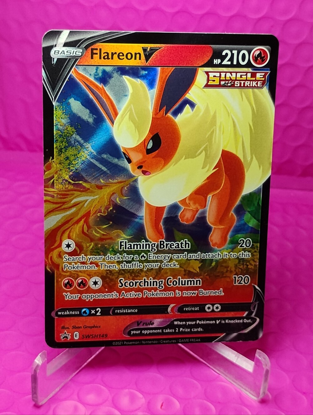 Flareon V Pokémon TCG Full Art Card - Bright Orange & Cream Promo Swag 149 Mint
